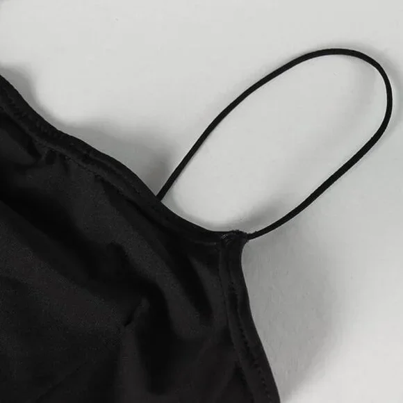 ❌❌SOLD❌❌PRIMODA Women's Spaghetti Strap black Long Dress Thigh-high Slit sz med - Picture 4 of 4